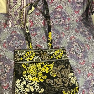 Vera Bradley Floral Yellow and Black Tote Bag